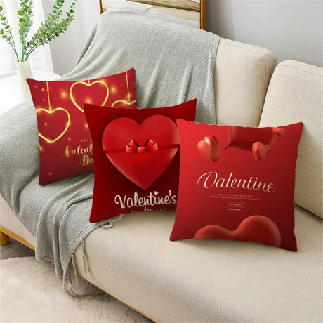 Valentine's Day Decorative Cushion Cover Red Love Aesthetic Romantic Pillowcase Home Office Multiple Sizes - novelvine