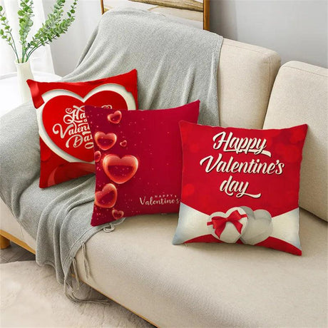 Valentine's Day Decorative Cushion Cover Red Love Aesthetic Romantic Pillowcase Home Office Multiple Sizes - novelvine