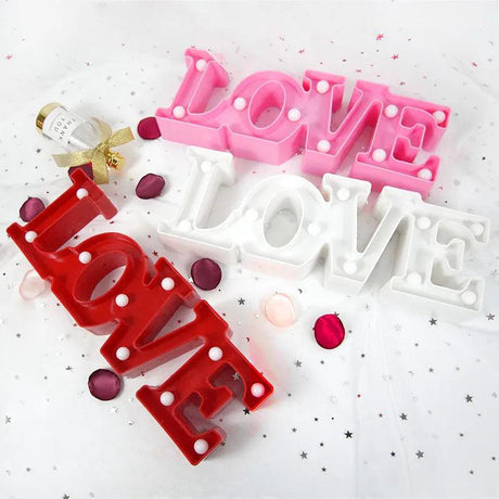 Love Heart LED Letter Lamp Wedding Romantic Red Pink Night Light Ornament Birthday Christmas Home Decoration Valentines Day Gift - novelvine