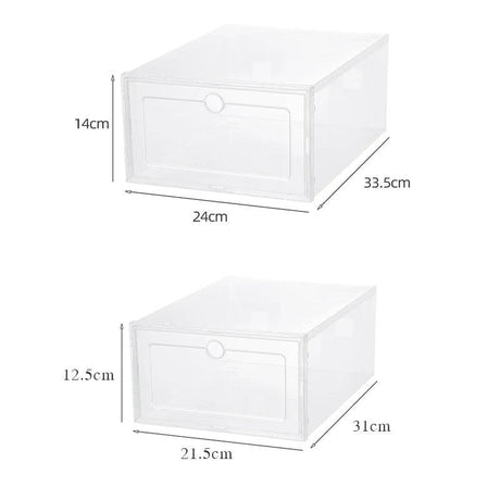 6pcs/Set Fold Plastic Shoes Case Thickened Transparent Drawer Case Plastic Shoe Boxes Stackable Box Shoe Organizer Shoebox - novelvine