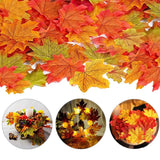 100pcs Artificial Maple Leaves – Realistic Autumn Leaf Petals for Halloween, Christmas, Thanksgiving, Wedding & Party Table Décor