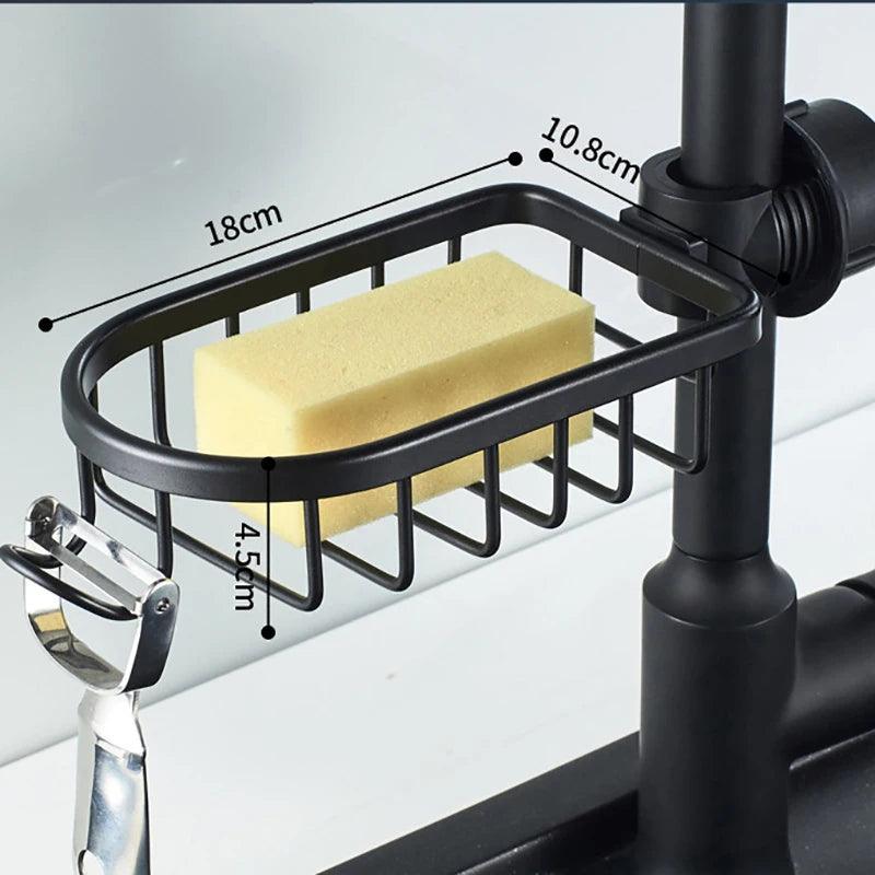 Bathroom Shelves Shower Rack Aluminum Basket For Shampoo Soap Bathroom Storage Adjustable Kitchen Faucet Sink Rag Holders - novelvine