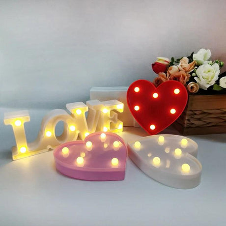 Love Heart LED Letter Lamp Wedding Romantic Red Pink Night Light Ornament Birthday Christmas Home Decoration Valentines Day Gift - novelvine