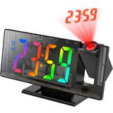 USB Powered Digital Alarm Clock – 180° Arm Projection, Time & Temperature, Snooze, LED Display, 12/24H Format