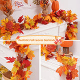 200CM Artificial Autumn Maple Leaf Garland – Fall Vine Wreath for Home, Door, Wall & Garden Decorations