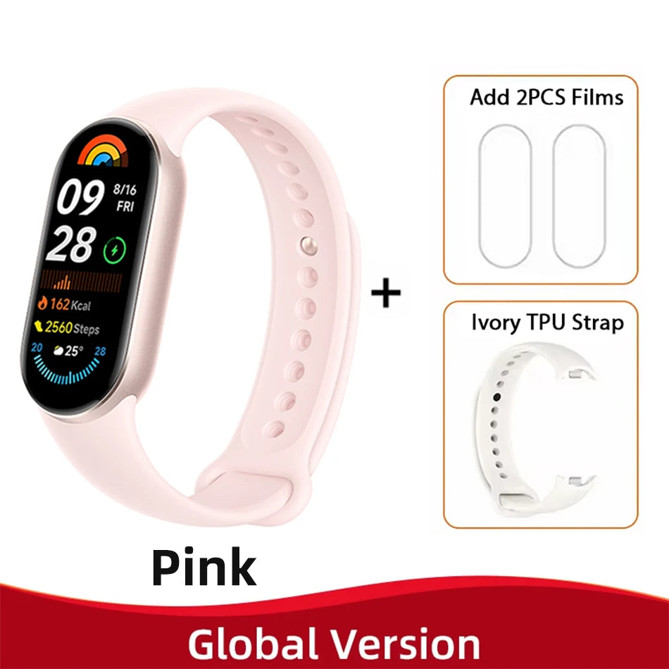 New Global Version Xiaomi Mi Band 9 AMOLED 1.62" Display Blood Oxygen Fitness Tracker Bracelet Xiaomi Smart Band 9 Wrist Watch