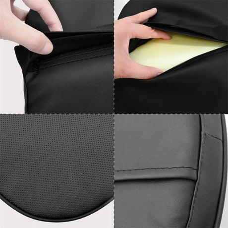 Premium 3D Nappa Leather Memory Foam Car Neck Pillow for Ultimate Travel Comfort