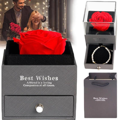 Lover's Rose Jewelry Gift Box Ring Earrings Necklace Storage Boxes Wedding Valentine's day Artificial Eternal Rose Jewelry Case