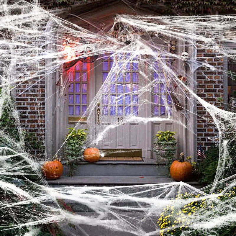 Halloween Decorations: Stretchy Artificial Spider Web – Scary Cobwebs for Party, Bar & Haunted House Props