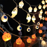 Halloween Decoration LED Light String – Pumpkin, Skull, Eyeball Shaped Trick-or-Treat Lantern for Horror-Themed Halloween Décor