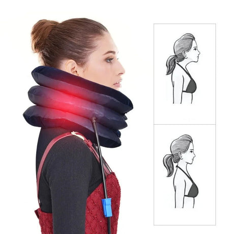 Cervical Neck Traction Device: Posture Corrector & Neck Stretcher with Inflatable Collar