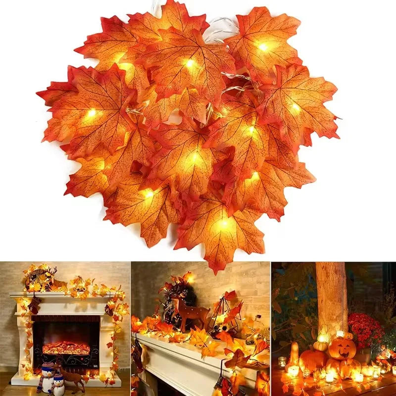 3M 20LED Artificial Maple Leaves LED String Lights – Fairy Garland for Halloween & Christmas | Perfect Home Decoration & Thanksgiving Gift