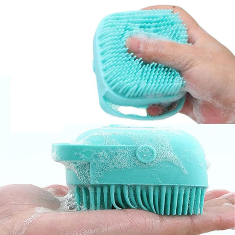 Bathroom Dog Bath Brush Massage Gloves Soft Safety Silicone Comb with Shampoo Box Pet Accessories for Cats Shower Grooming Tool - novelvine