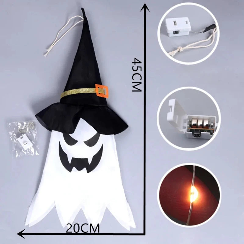 LED Halloween Decoration – Flashing Glowing Wizard Ghost Hat Lantern for Party, Home & Outdoor Décor