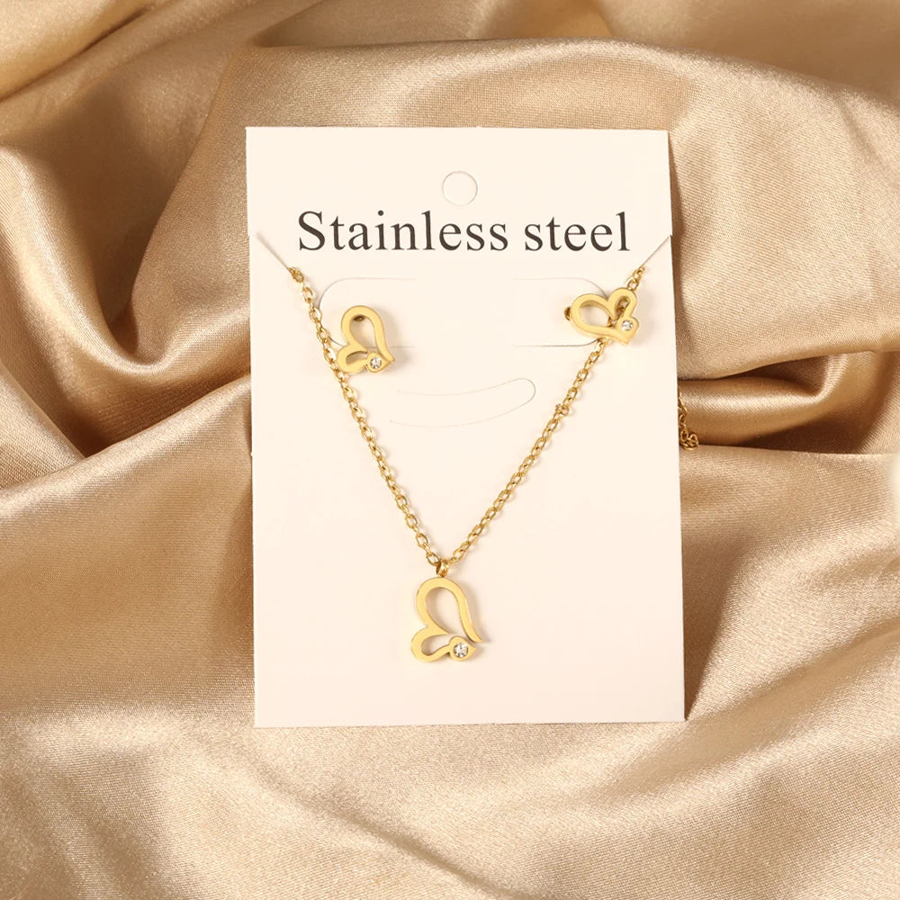 Luxury Water Drop Choker Necklace & Earrings Set – Stainless Steel Women’s Jewelry for Wedding & Special Occasions