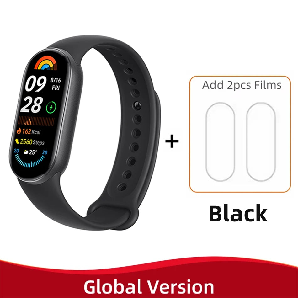 New Global Version Xiaomi Mi Band 9 AMOLED 1.62" Display Blood Oxygen Fitness Tracker Bracelet Xiaomi Smart Band 9 Wrist Watch