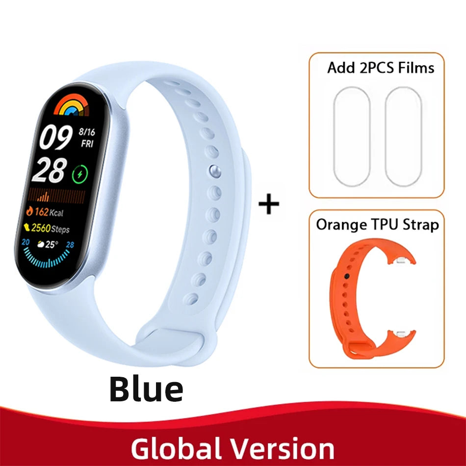 New Global Version Xiaomi Mi Band 9 AMOLED 1.62" Display Blood Oxygen Fitness Tracker Bracelet Xiaomi Smart Band 9 Wrist Watch