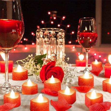 Love Heart Shape LED Tealight Candles Battery Operated Love Candle Electric Tea Lights for Valentine's Day Wed Party Decor - novelvine