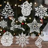 20pcs Silver Christmas Party Decorations – Sparkling Snowman, Reindeer, Santa Claus, Snowflake, & Tree Ornaments