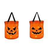 LED Light Halloween Pumpkin Candy Bucket – Collapsible Trick or Treat Bag for Party & Thanksgiving Gift Basket