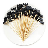 100/50 Pcs Halloween Disposable Bamboo Skewers – Pumpkin, Ghost Cocktail Sticks for Buffet & Desserts