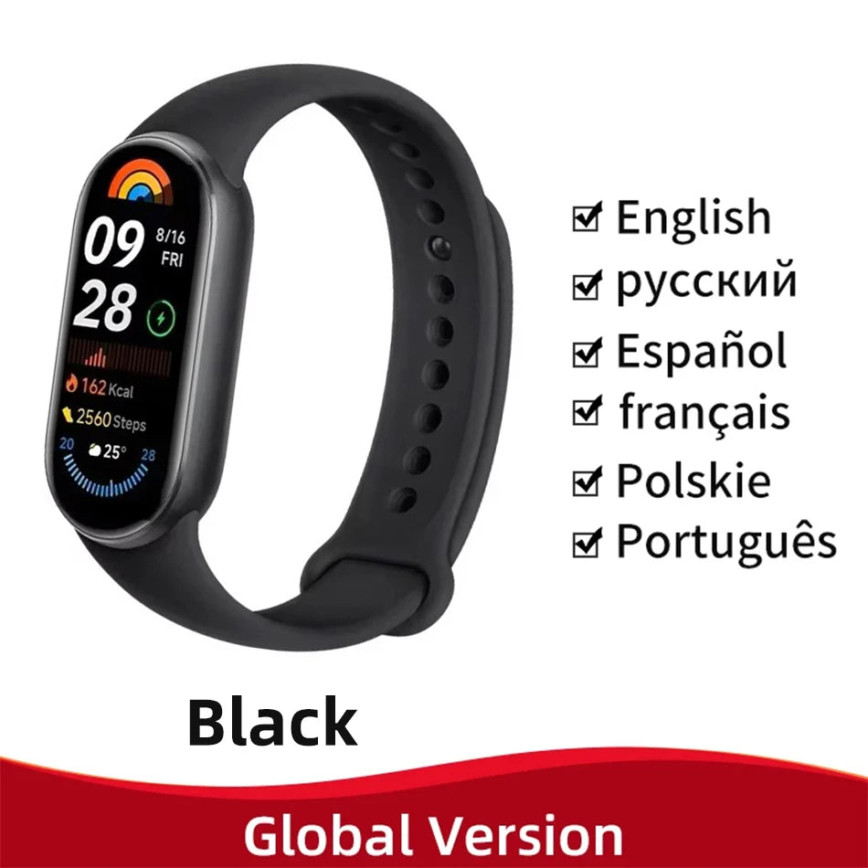 New Global Version Xiaomi Mi Band 9 AMOLED 1.62" Display Blood Oxygen Fitness Tracker Bracelet Xiaomi Smart Band 9 Wrist Watch