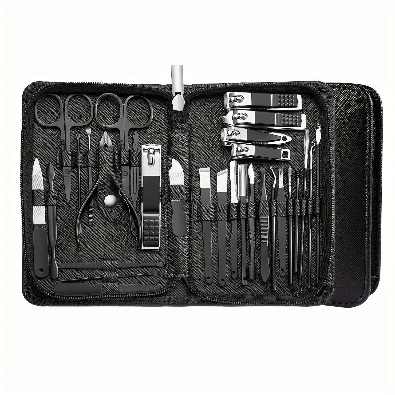 30-Piece Professional Nail Clippers Manicure & Pedicure Set with Portable Travel Case – Stainless Steel Cuticle Nippers & Precision Nail Care Kit