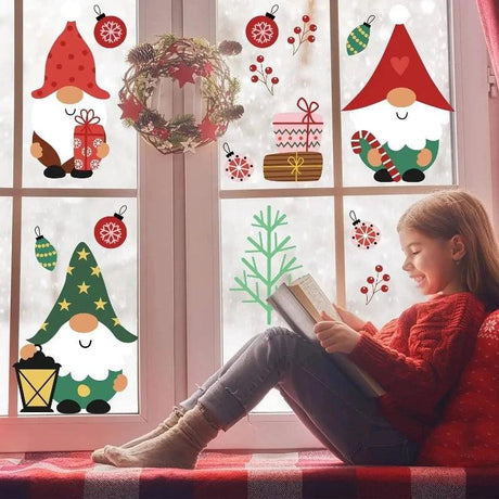 Christmas Window Clings Xmas Snowflake Santa Window Sticker - novelvine