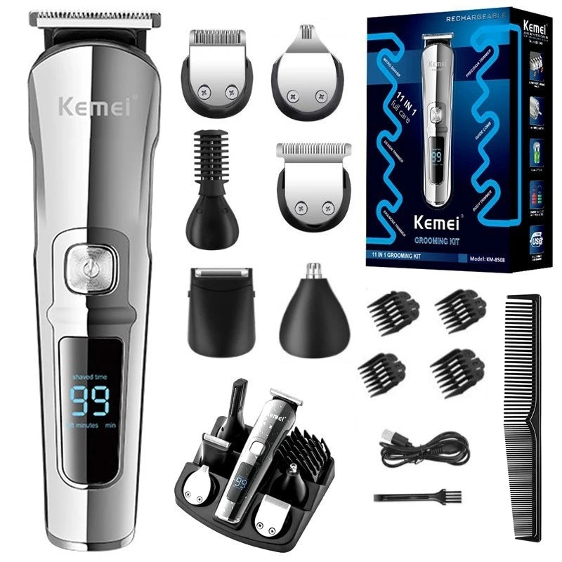 Kemei All-In-One Hair Trimmer for Men – Waterproof Beard, Hair & Body Grooming Kit with Electric Shaver