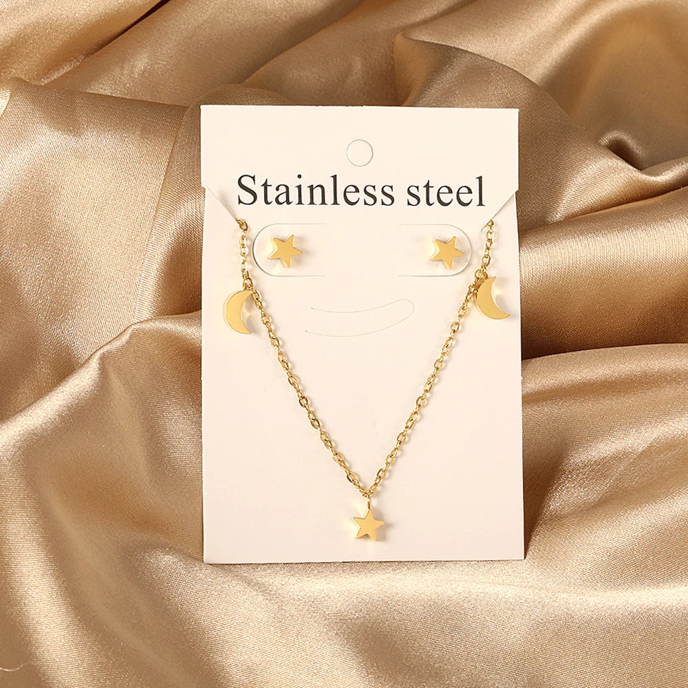 Luxury Water Drop Choker Necklace & Earrings Set – Stainless Steel Women’s Jewelry for Wedding & Special Occasions