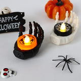 Horror Halloween Ghost Hand LED Candle Lantern – Skull, Spider, Bat Design Party Decoration for Home & Outdoor