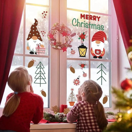 Christmas Window Clings Xmas Snowflake Santa Window Sticker - novelvine