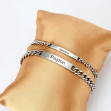 2pcs Personalized Stainless Steel Name Bracelet Set – Custom Couple Gift with Jewelry Box