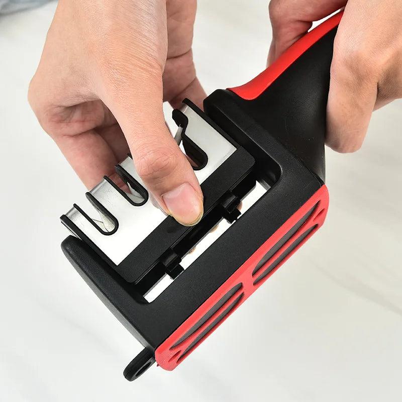 4-Stage Multi-Functional Knife Sharpener | Handheld 3-in-1 Kitchen Sharpening Tool