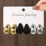 Vintage Multicolor Water Drop Stud Earrings – Trendy Punk Metal Earrings for Women