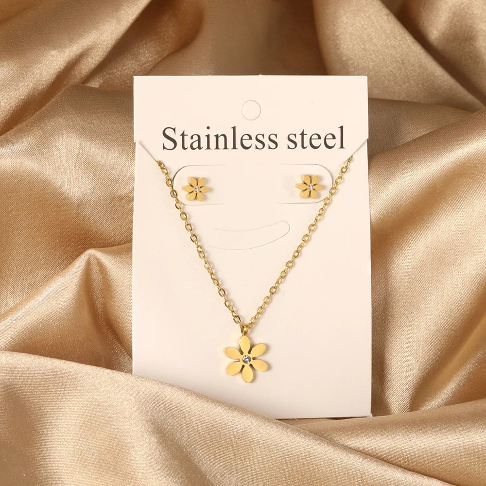 Luxury Water Drop Choker Necklace & Earrings Set – Stainless Steel Women’s Jewelry for Wedding & Special Occasions