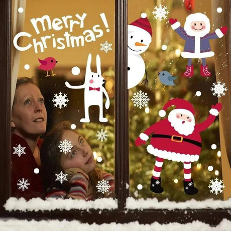 Christmas Window Clings Xmas Snowflake Santa Window Sticker - novelvine