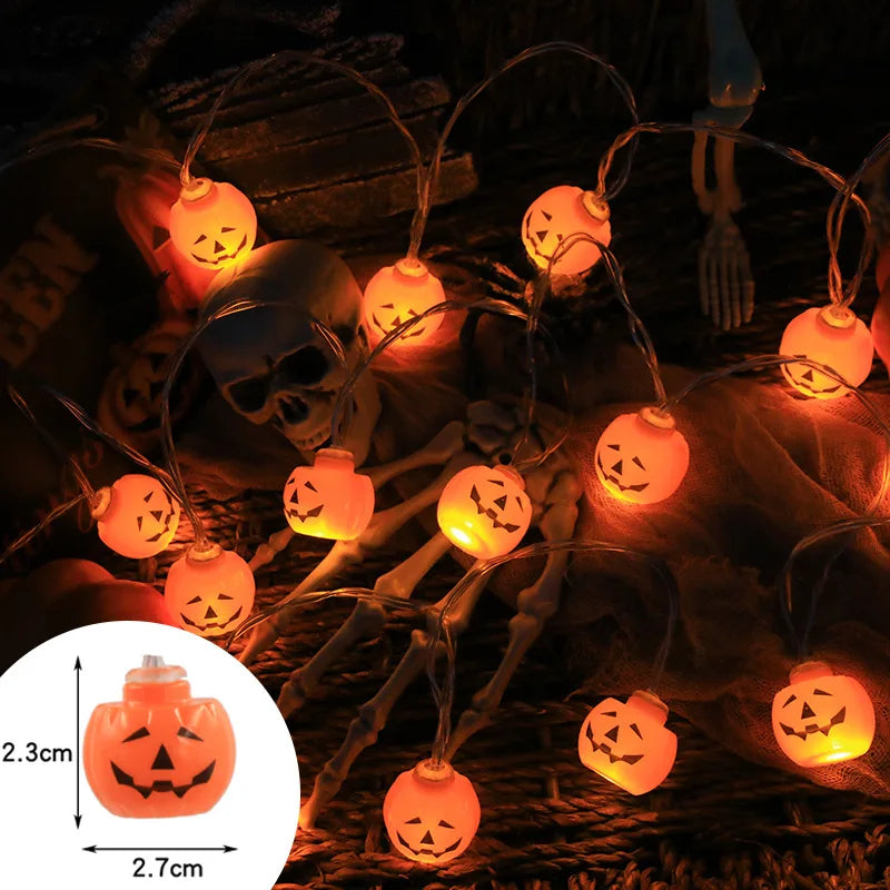 Halloween Decoration LED Light String – Pumpkin, Skull, Eyeball Shaped Trick-or-Treat Lantern for Horror-Themed Halloween Décor