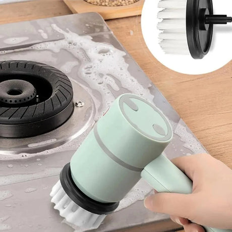 Cordless Electric Spin Scrubber with High Torque and Adjustable Gears - Includes 2-6 Interchangeable Brush Heads, Lightweight & Safe Design, for Efficient Cleaning, Lightweight S - novelvine