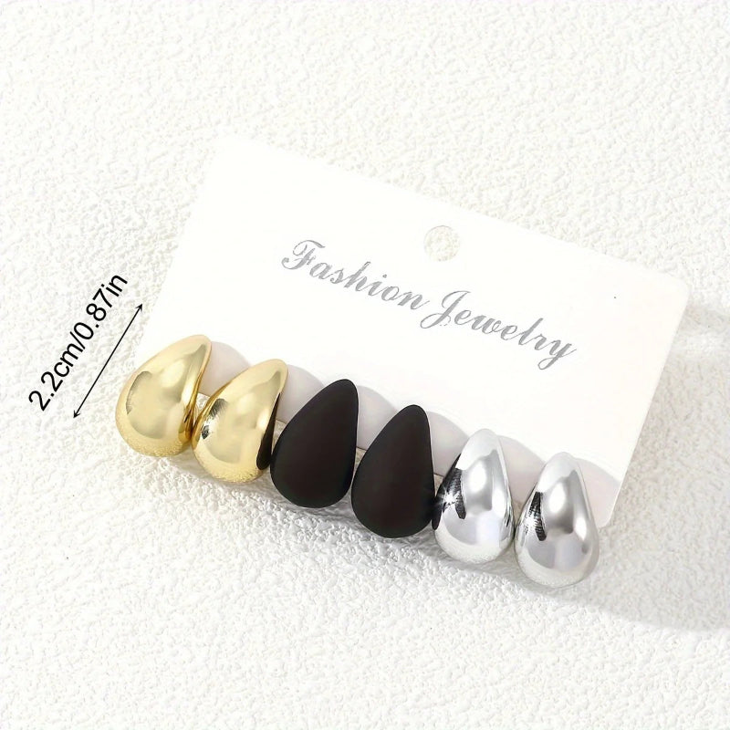 Vintage Multicolor Water Drop Stud Earrings – Trendy Punk Metal Earrings for Women