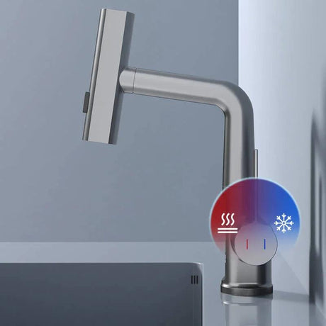 Pulling Lifting Digital Display Faucet Bathroom Smart Temp Tap 360 Rotating Faucet 5Sprayer Water Saving Hot Cold Washbasin Faucet - novelvine