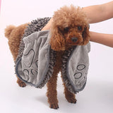 Soft Pet Dog Towels Set: Chenille Shammy Towel with Hand Pockets - Super Absorbent Dog Bath Blanket