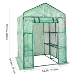 SucceBuy Walk-In Greenhouse with Shelves – Durable PE Cover, Steel Frame, Roll-Up Doors & Windows for Indoor/Outdoor Gardening & Plant Protection