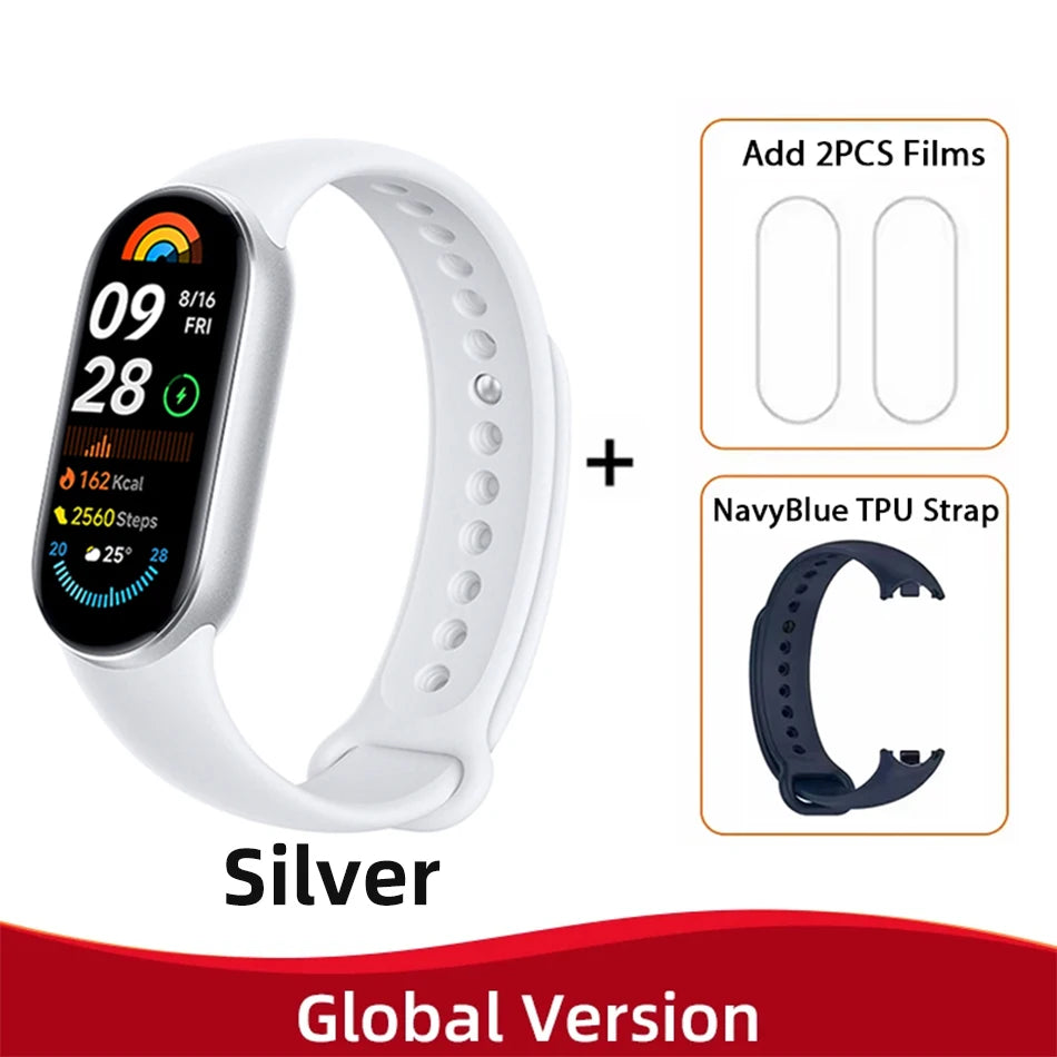 New Global Version Xiaomi Mi Band 9 AMOLED 1.62" Display Blood Oxygen Fitness Tracker Bracelet Xiaomi Smart Band 9 Wrist Watch