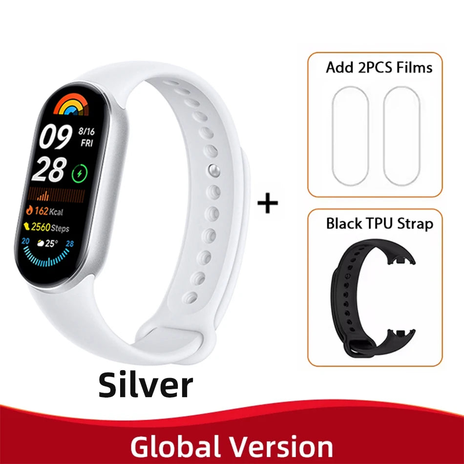 New Global Version Xiaomi Mi Band 9 AMOLED 1.62" Display Blood Oxygen Fitness Tracker Bracelet Xiaomi Smart Band 9 Wrist Watch