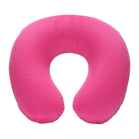 U-shaped Travel Pillow Car Air Flight Office Inflatable Neck Pillow Short Plush Cover PVC Support Headrest Soft Nursing Cushion - novelvine