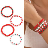 5PCS Christmas Crystal Charm Bracelet Set – Snowflake, Tree & Beaded Adjustable Rope Bracelets for Women