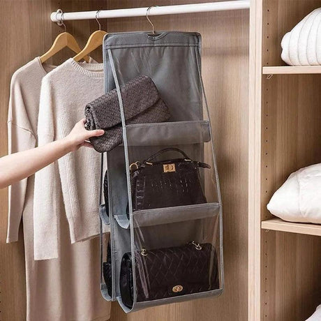 Premium Oxford Cloth Handbag Hanging Organizer - Multi-Compartment Closet Storage Solution for Purses, Bags, & Accessories