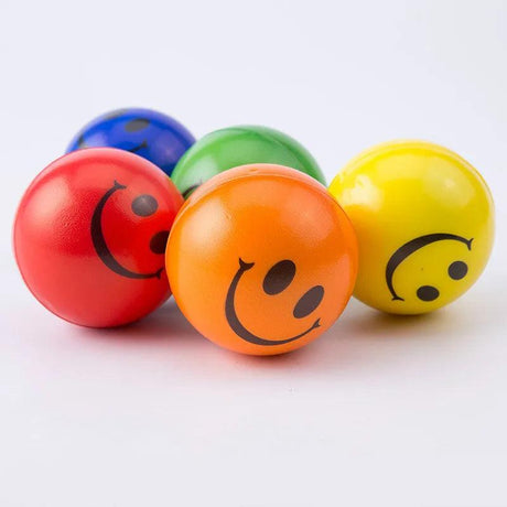 Smile Face Stress Ball - 6.3cm PU Foam Squeeze Toy for Hand Exercise and Anxiety Relief - Perfect for Children and Adults