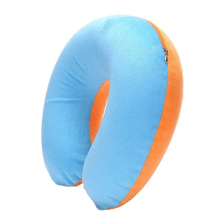 U-shaped Travel Pillow Car Air Flight Office Inflatable Neck Pillow Short Plush Cover PVC Support Headrest Soft Nursing Cushion - novelvine